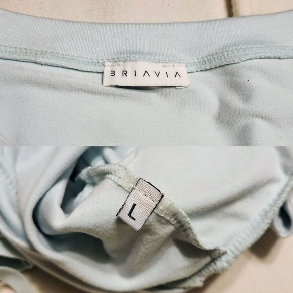 Briavia Shirred Sleeve Cropped Top Mint Green Large - Picture 7 of 8